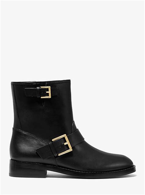 michael michael kors reeves leather moto boot|michael kors stiletto heel boots.